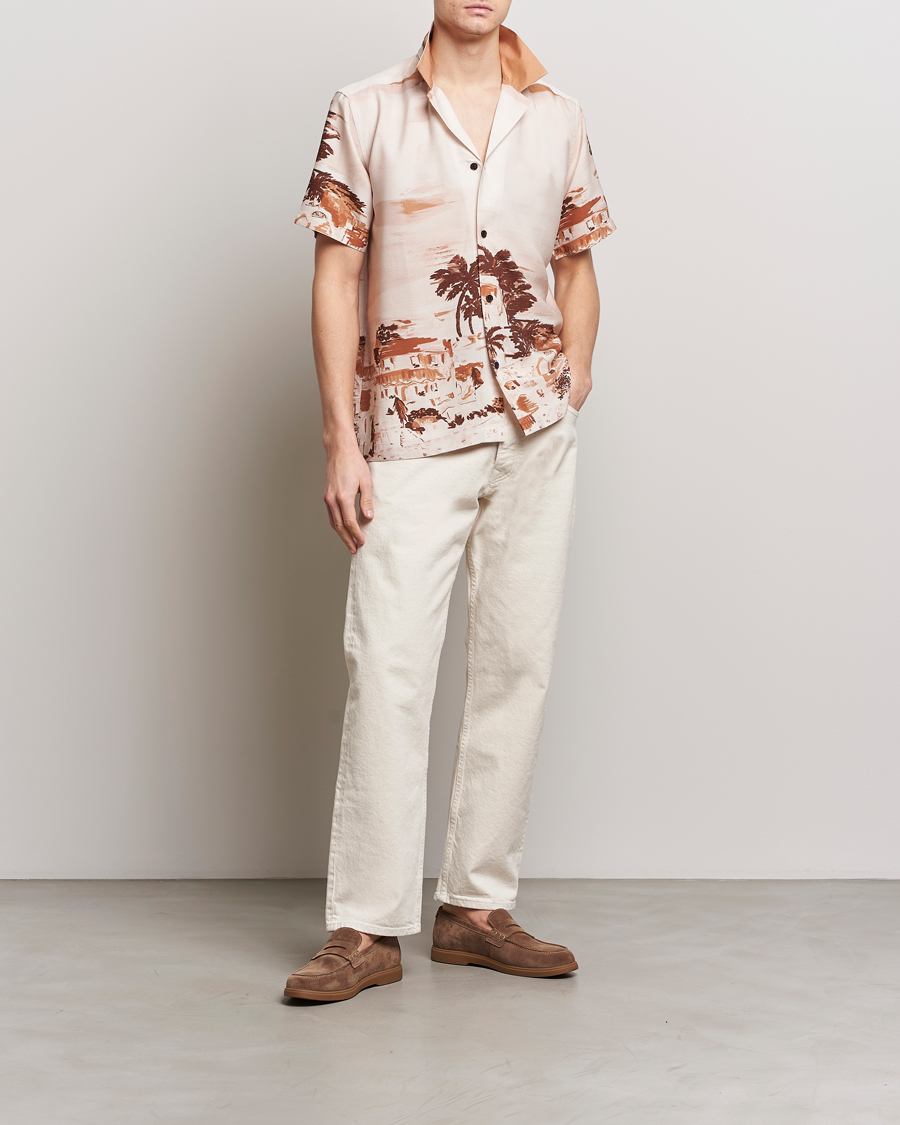Men | Shirts | LES DEUX | Coastal Printed Short Sleeve Shirt Terracotta