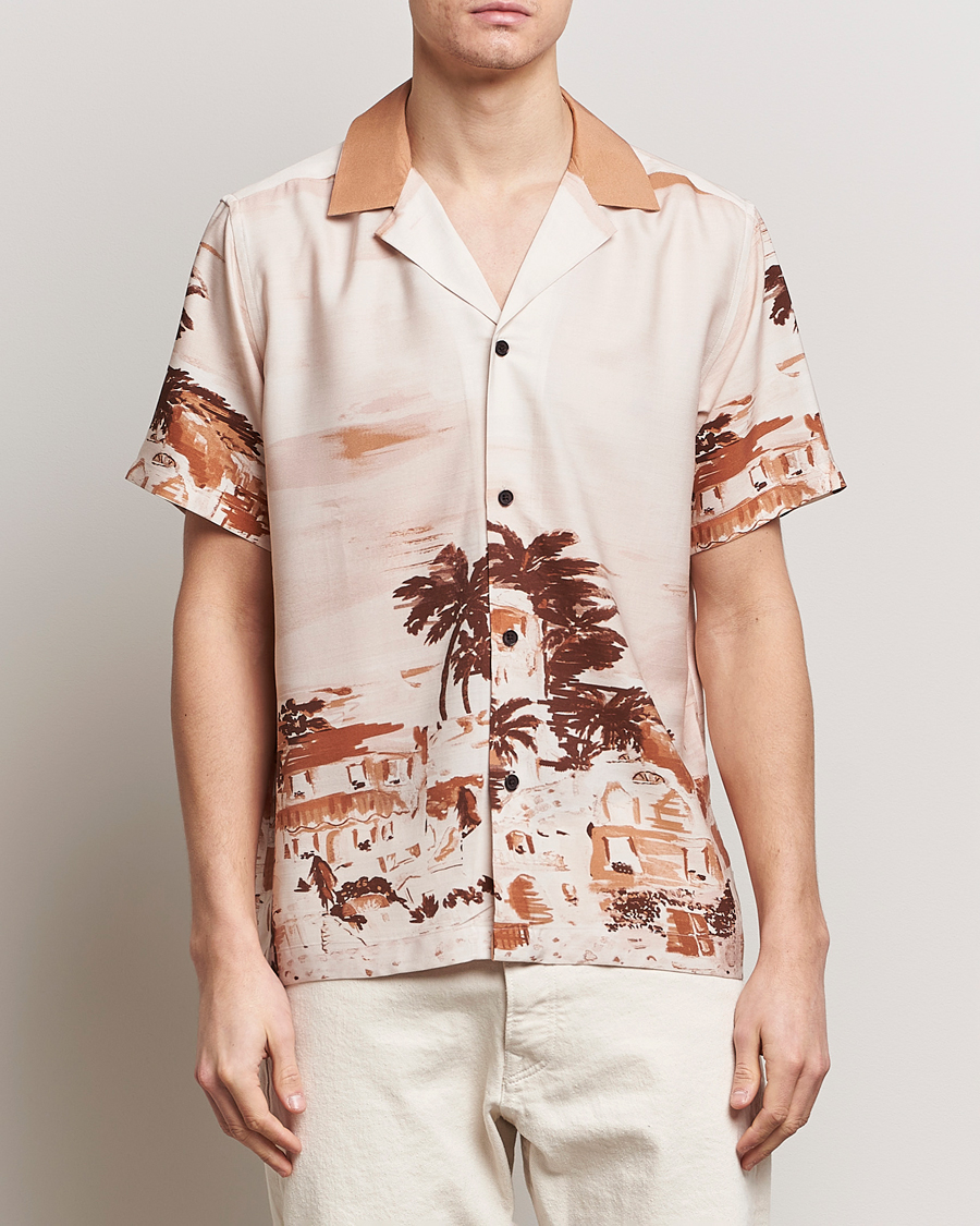 Men | Clothing | LES DEUX | Coastal Printed Short Sleeve Shirt Terracotta