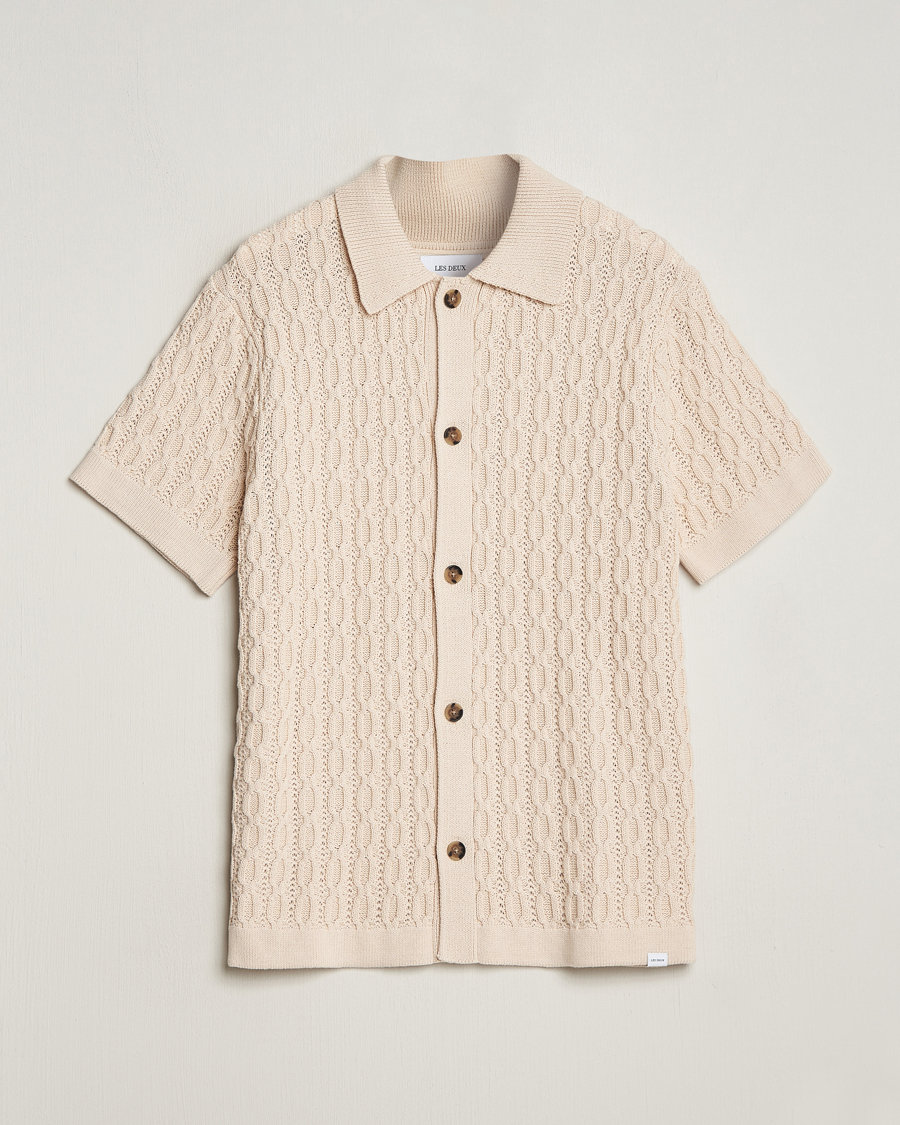 Men | Shirts | LES DEUX | Garret Knitted Short Sleeve Shirt Ivory