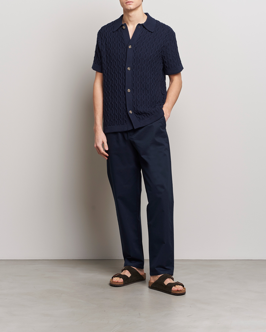 Men | Shirts | LES DEUX | Garret Knitted Short Sleeve Shirt Dark Navy