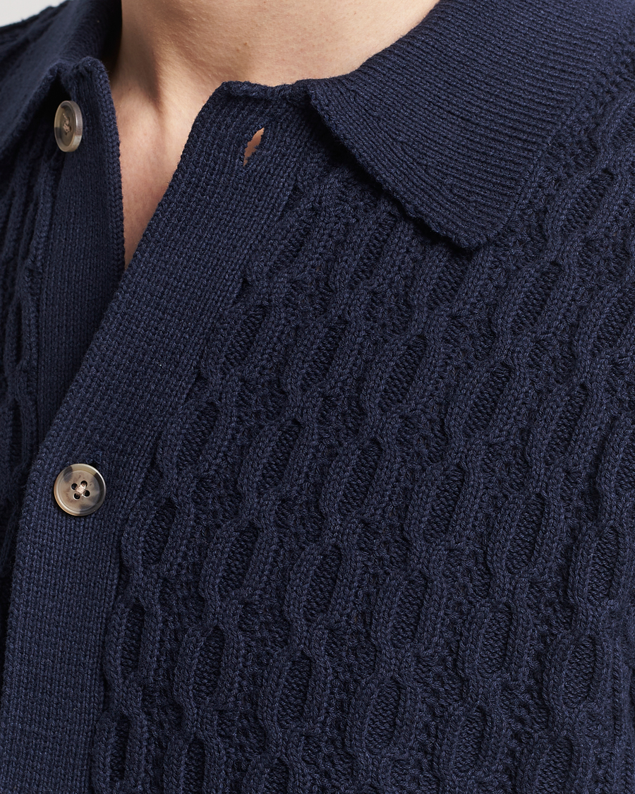Men | Shirts | LES DEUX | Garret Knitted Short Sleeve Shirt Dark Navy