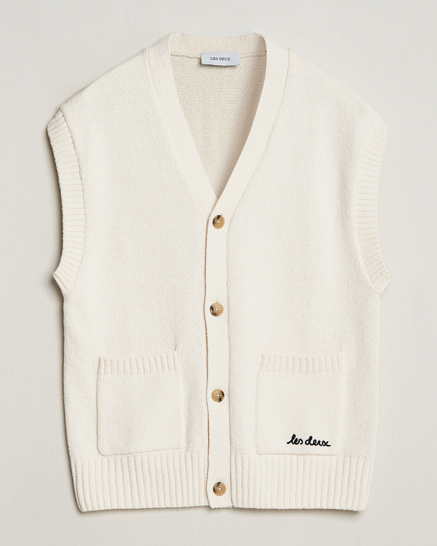 Men | Sweaters & Knitwear | LES DEUX | Brad Cardigan Vest Ivory