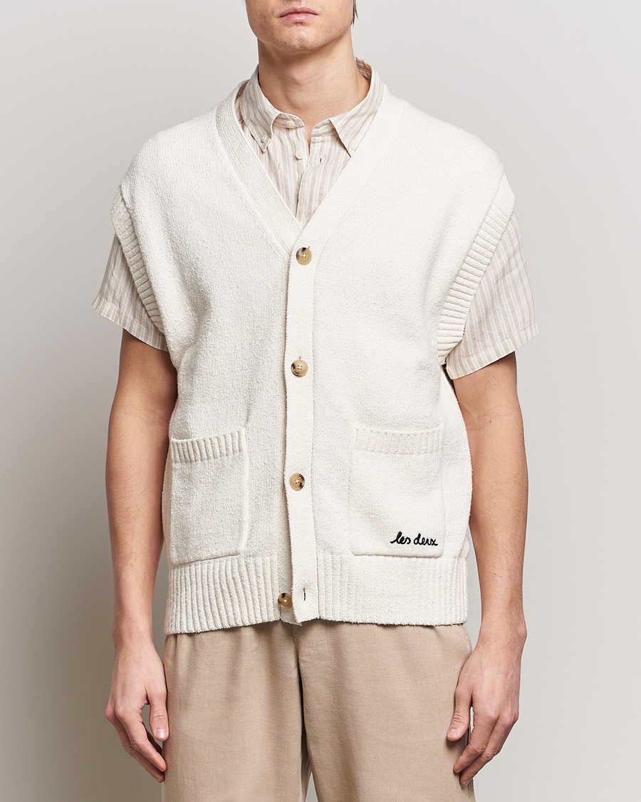 Men | Pullovers | LES DEUX | Brad Cardigan Vest Ivory