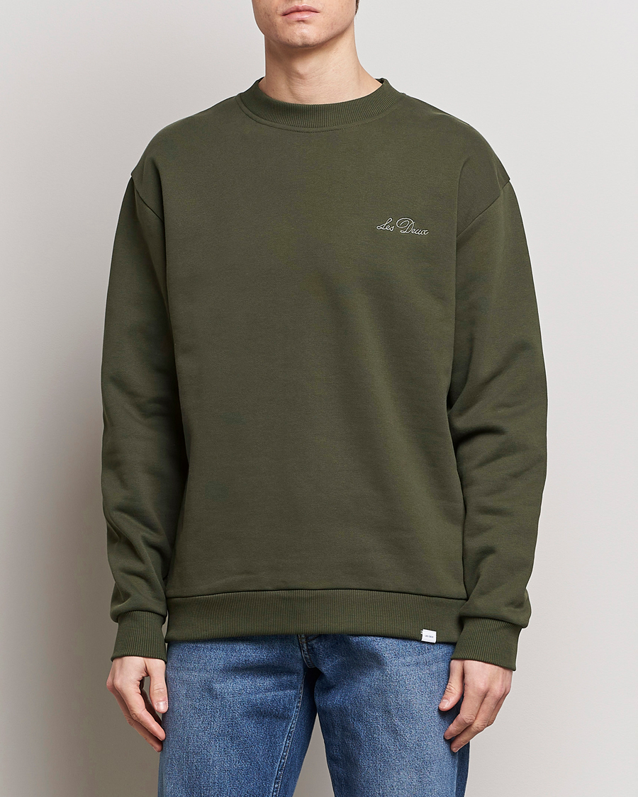 Men | Sweaters & Knitwear | LES DEUX | Crew Sweatshirt Forrest Green