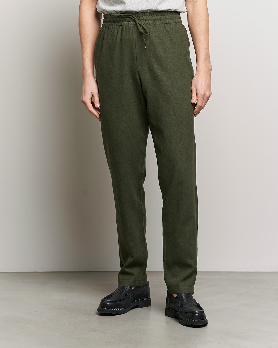 Men | Trousers | LES DEUX | Patrick Linen Pants Forrest Green