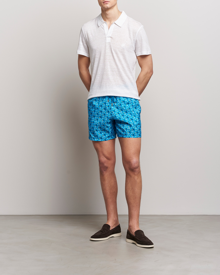 Men | Swimwear | Vilebrequin | Mahina Printed Swimshorts Bleu Hawaii