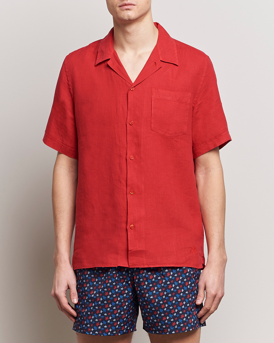 Men |  | Vilebrequin | Carhli Resort Short Sleeve Shirt Mouline Rouge