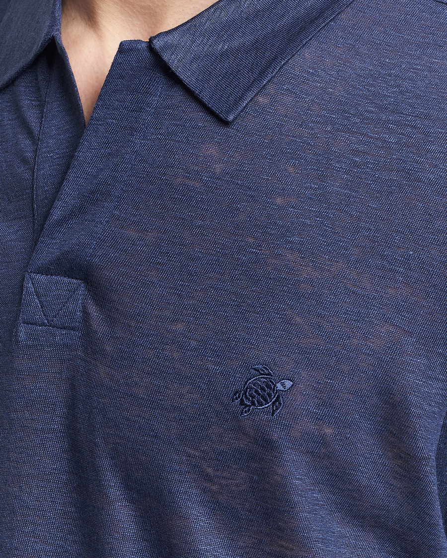 Men | Polo Shirts | Vilebrequin | Pyramid Linen Jersey Polo Bleu Marine