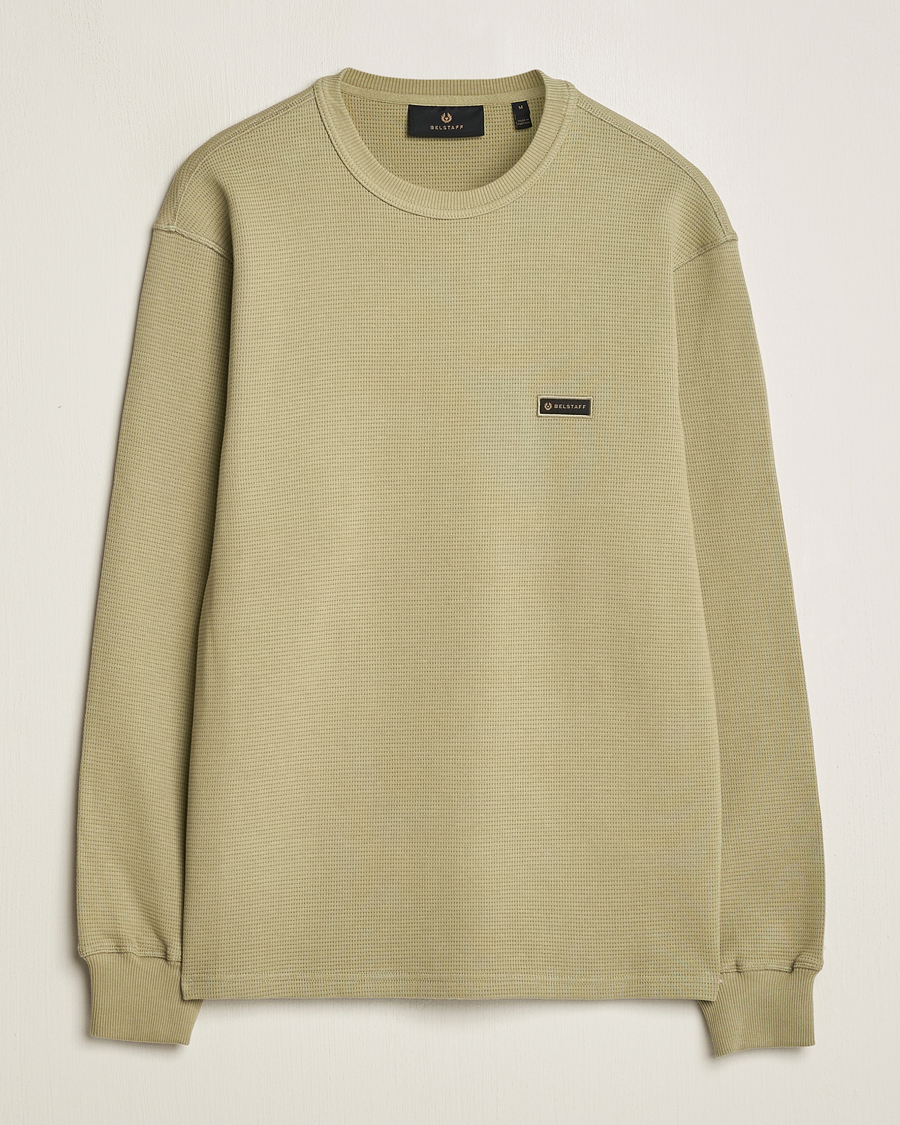 Men | Sweaters & Knitwear | Belstaff | Tarn Long Sleeve Waffle Sweatshirt Aloe