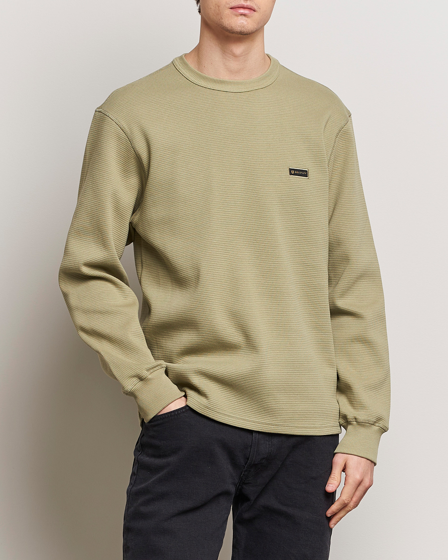 Men | Sweaters & Knitwear | Belstaff | Tarn Long Sleeve Waffle Sweatshirt Aloe