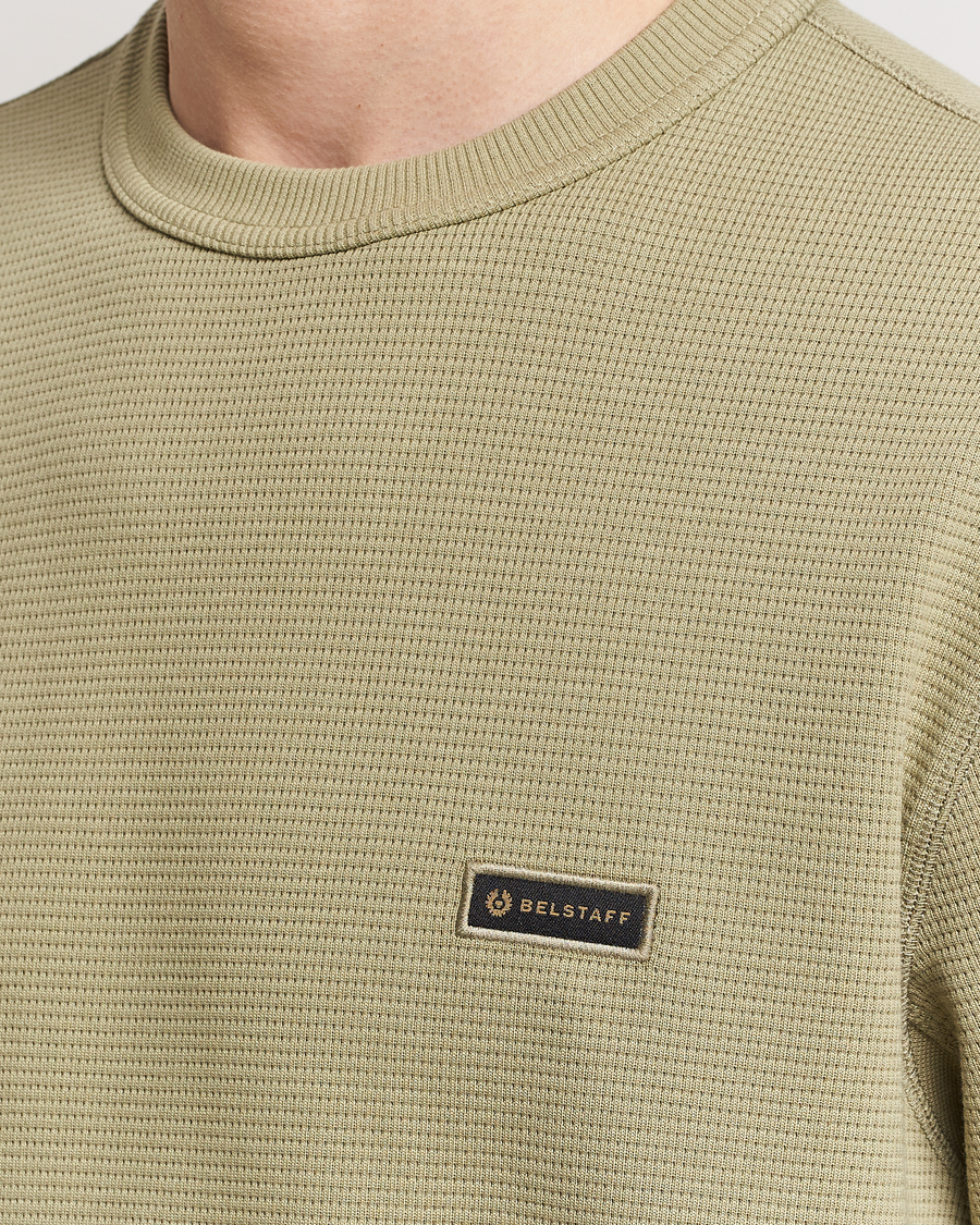 Men | Sweaters & Knitwear | Belstaff | Tarn Long Sleeve Waffle Sweatshirt Aloe