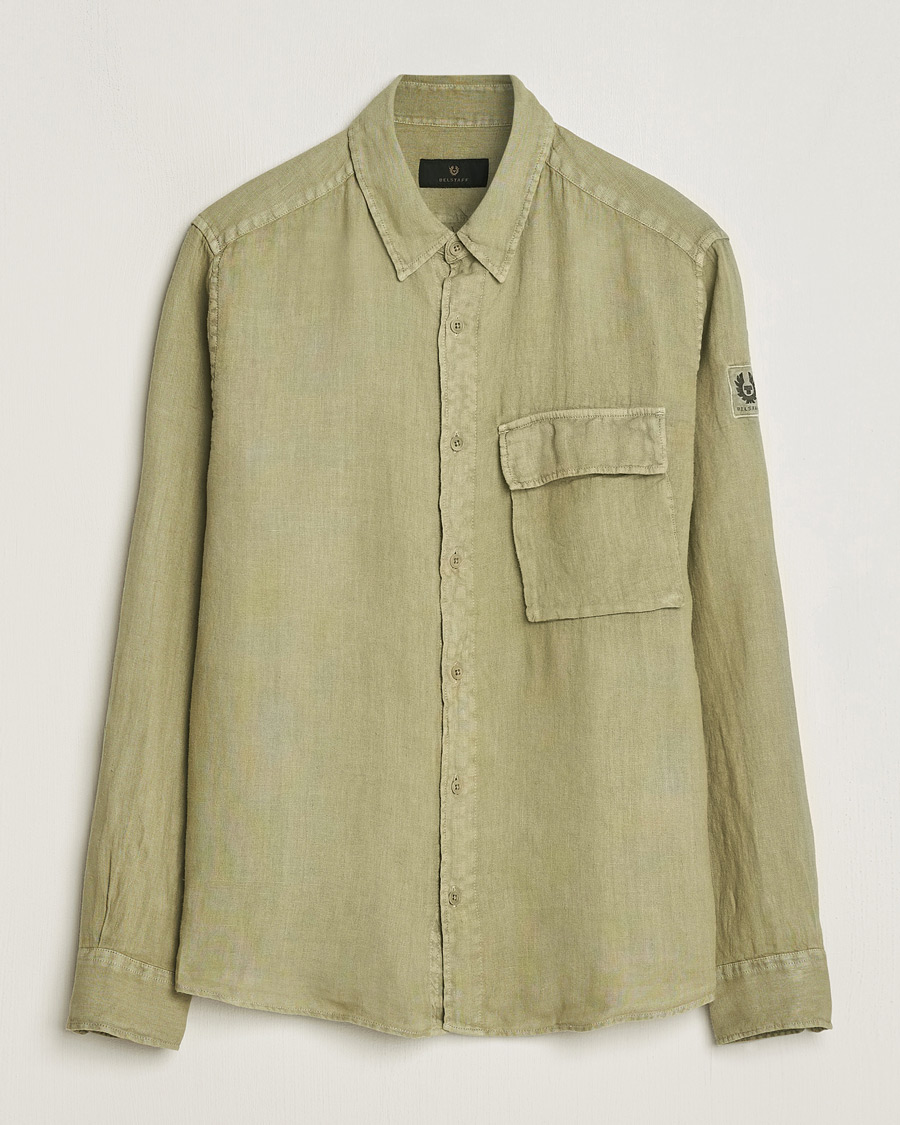 Men | Shirts | Belstaff | Scale Linen Pocket Shirt Aloe