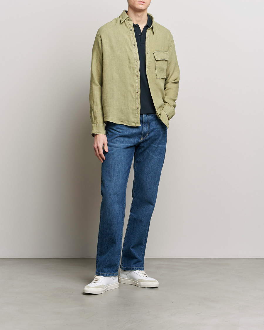 Men | Shirts | Belstaff | Scale Linen Pocket Shirt Aloe