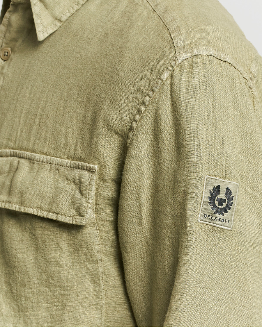 Men | Shirts | Belstaff | Scale Linen Pocket Shirt Aloe