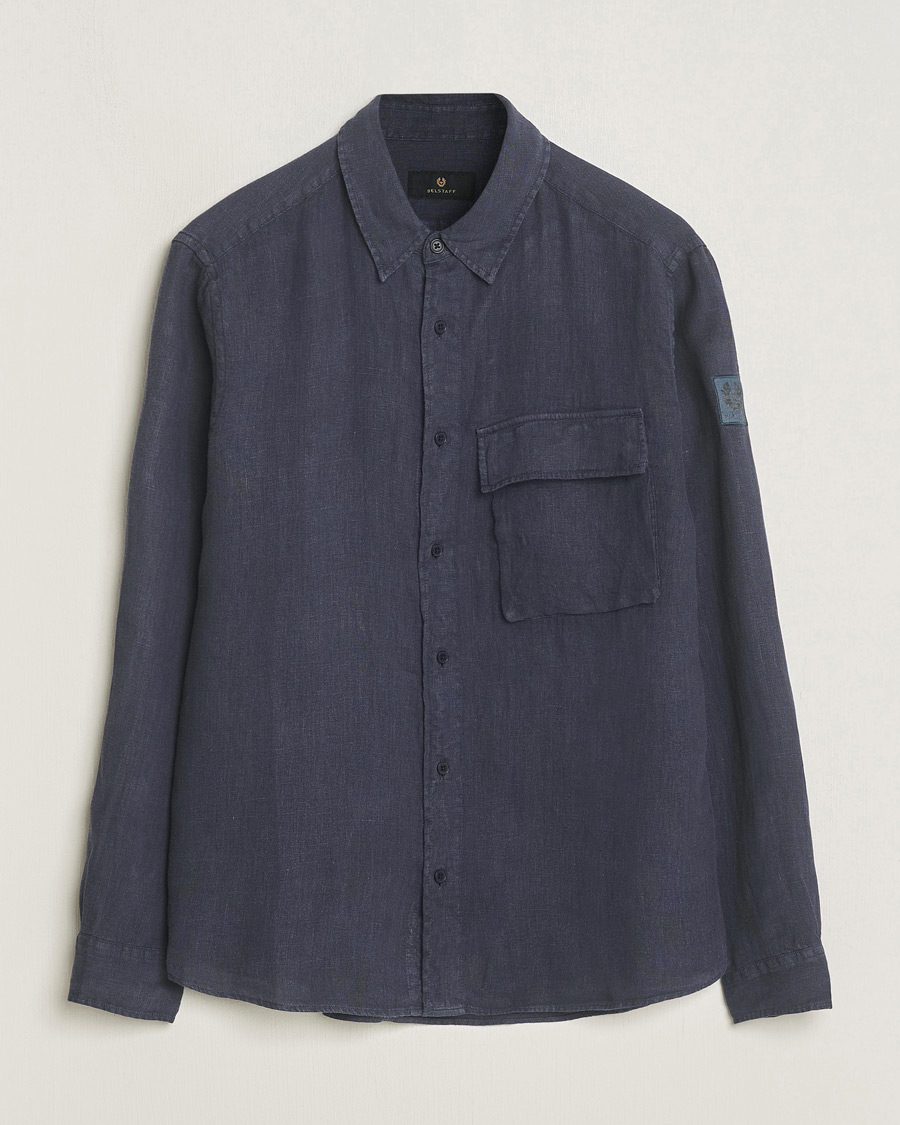 Men | Shirts | Belstaff | Scale Linen Pocket Shirt Dark Ink