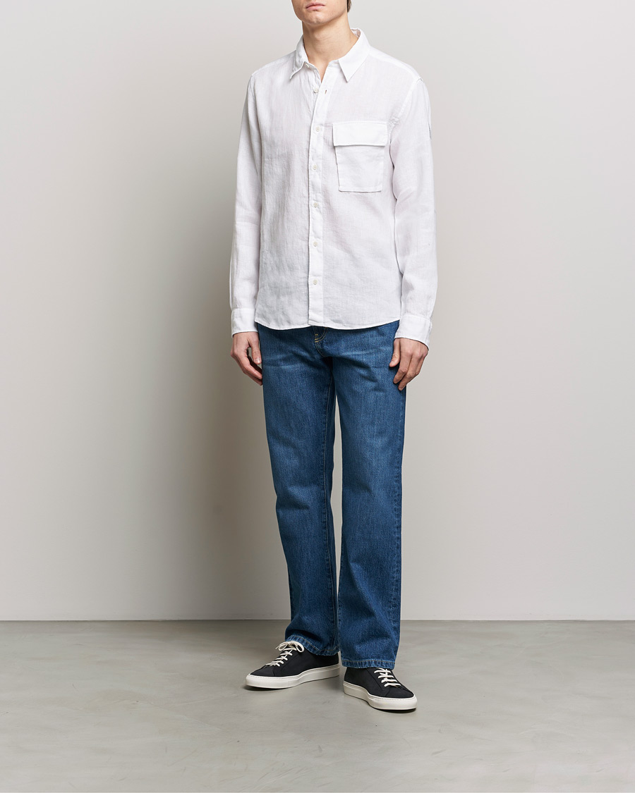 Men | Shirts | Belstaff | Scale Linen Pocket Shirt White