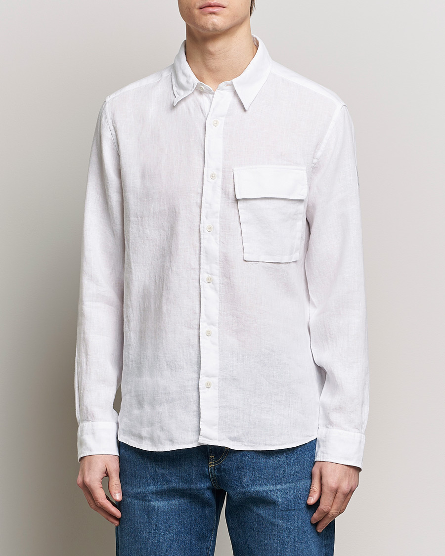Men | Shirts | Belstaff | Scale Linen Pocket Shirt White