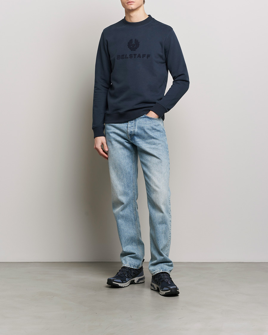 Men | Sweaters & Knitwear | Belstaff | Varsity Logo Sweatshirt Dark Ink