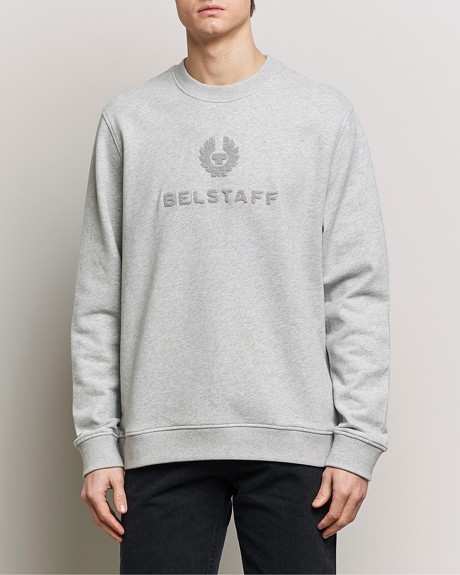 Men | Sweaters & Knitwear | Belstaff | Varsity Logo Sweatshirt Old Silver Heather