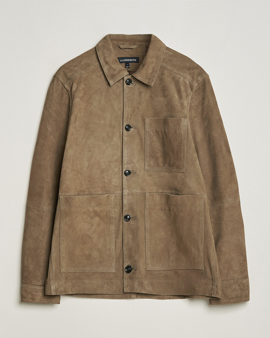 Men | Coats & Jackets | J.Lindeberg | Walt Suede Jacket Walnut