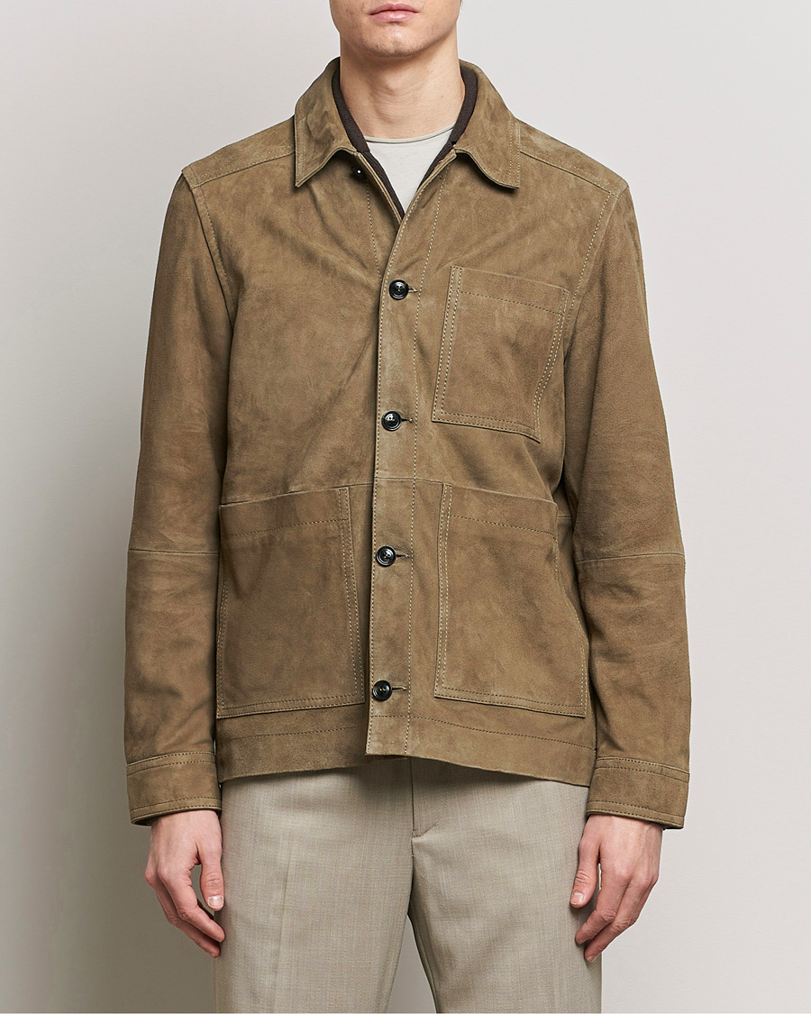 Men | Coats & Jackets | J.Lindeberg | Walt Suede Jacket Walnut