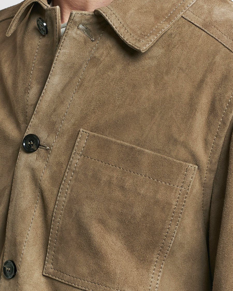 Men | Coats & Jackets | J.Lindeberg | Walt Suede Jacket Walnut