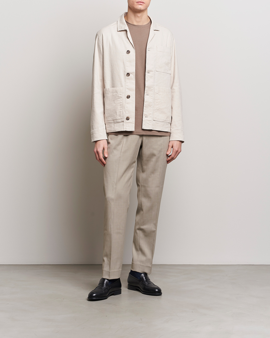Men | Shirts | J.Lindeberg | Errol Linen/Cotton Workwear Overshirt Moonbeam