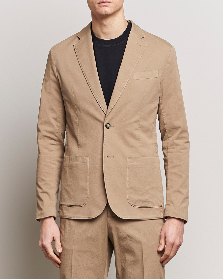 Men | Suit Jackets | J.Lindeberg | Elton Garment Dyed Cotton Blazer Batique Khaki