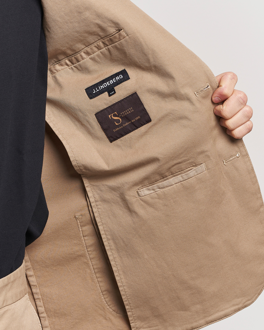 Men | Blazers | J.Lindeberg | Elton Garment Dyed Cotton Blazer Batique Khaki