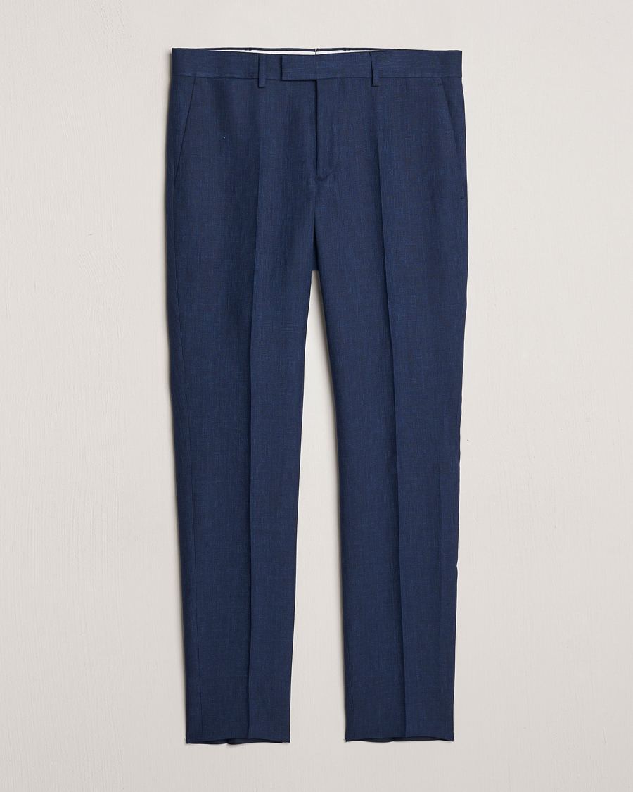 Men | Trousers | J.Lindeberg | Grant Super Linen Trousers Navy