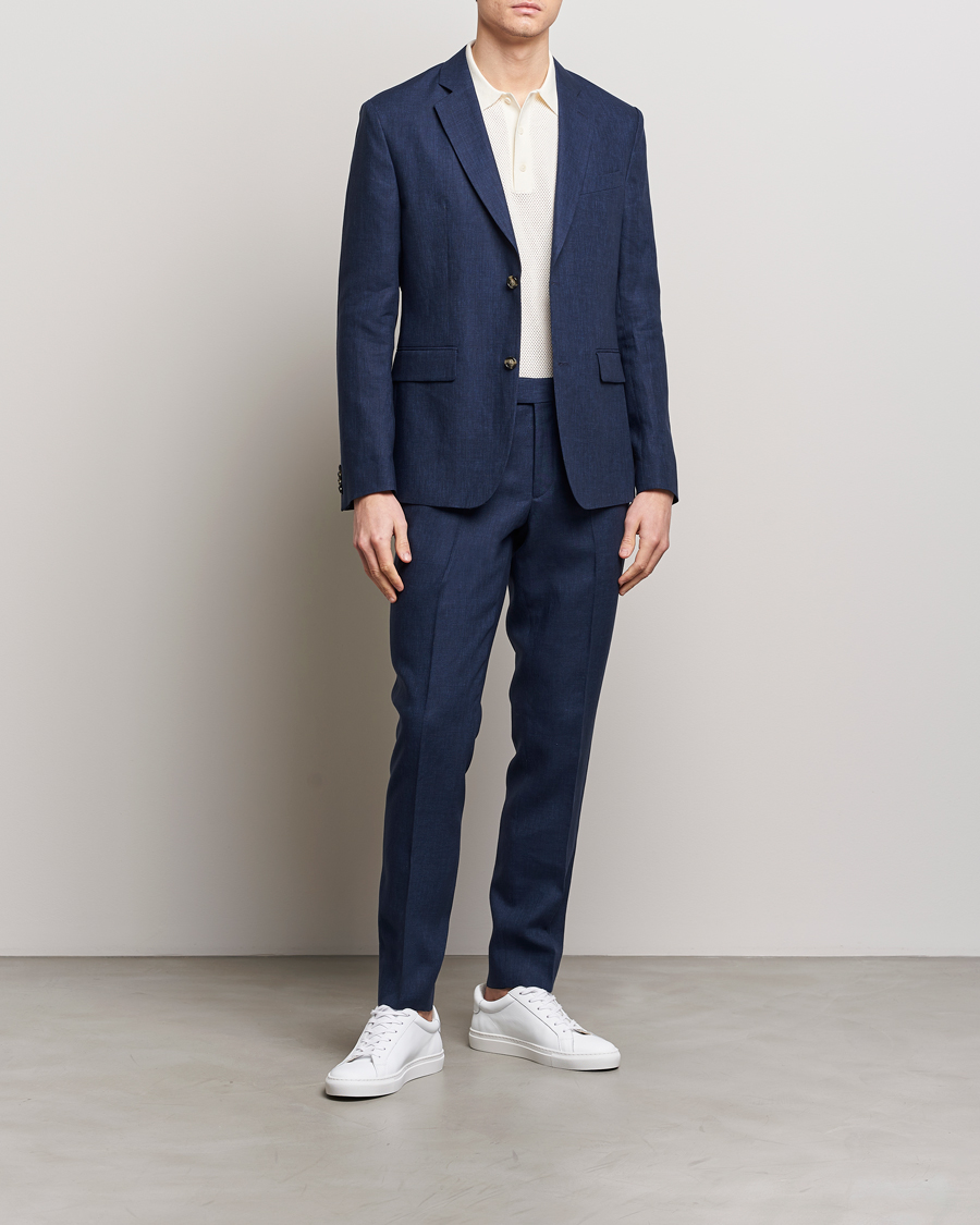 Men | Trousers | J.Lindeberg | Grant Super Linen Trousers Navy