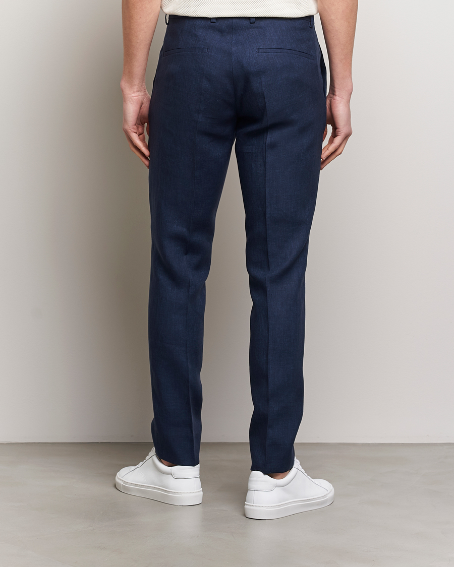 Men | Trousers | J.Lindeberg | Grant Super Linen Trousers Navy