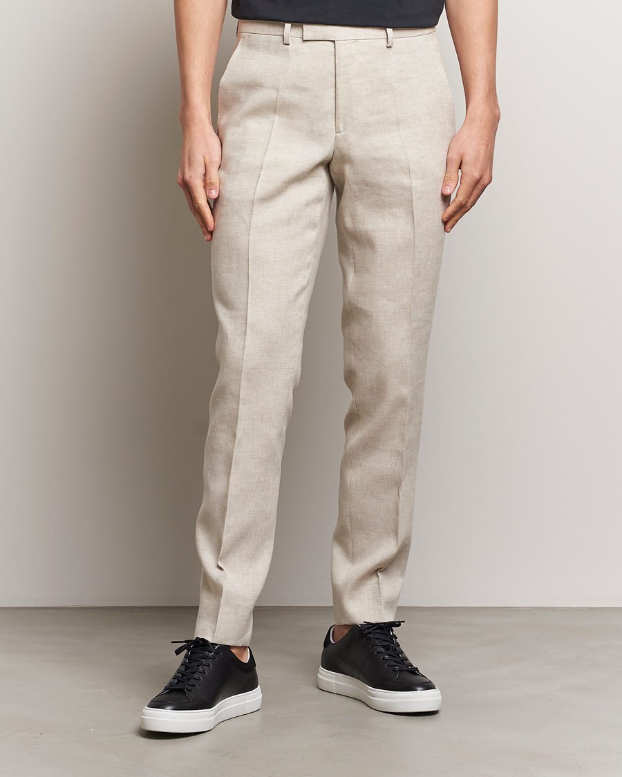 Men | Trousers | J.Lindeberg | Grant Super Linen Trousers Moonbeam