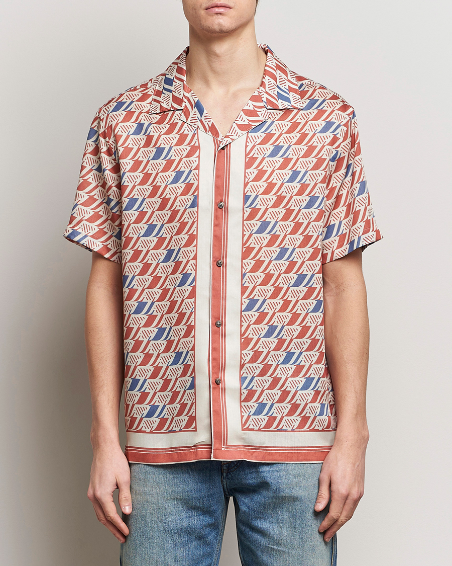 Men | Clothing | J.Lindeberg | Elio Tencel Moto Print Short Sleeve Shirt Multi