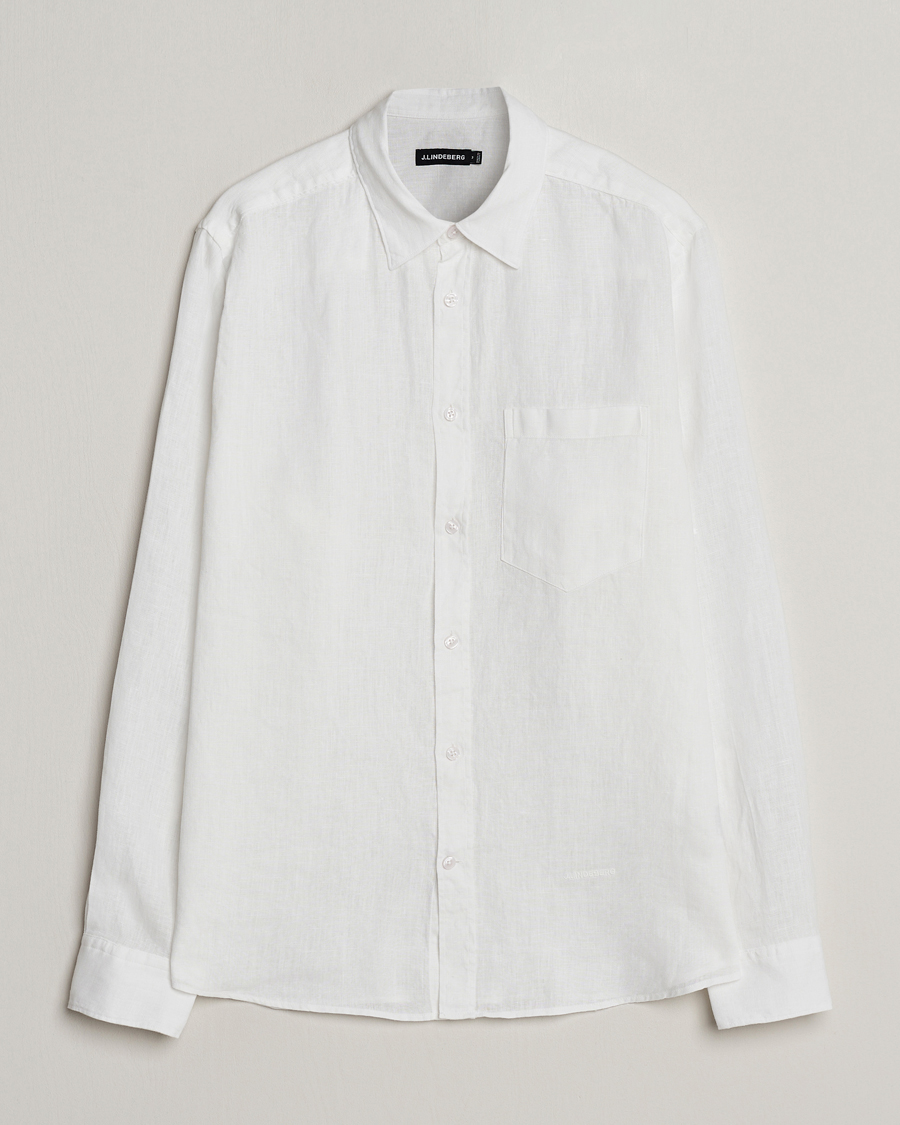 Men | Shirts | J.Lindeberg | Regular Fit Clean Linen Shirt White
