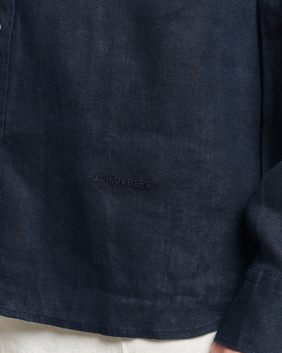 Men | Shirts | J.Lindeberg | Regular Fit Clean Linen Shirt Navy