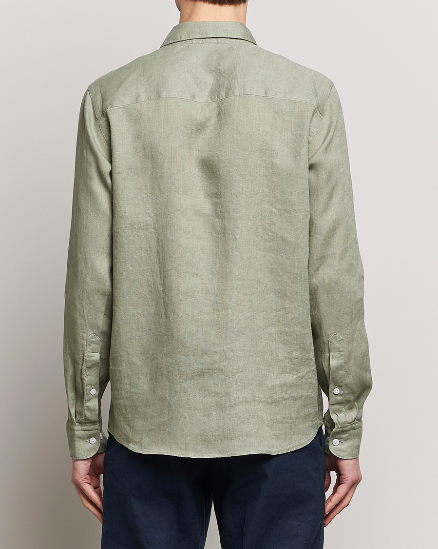 Men | Shirts | J.Lindeberg | Regular Fit Clean Linen Shirt Oil Green