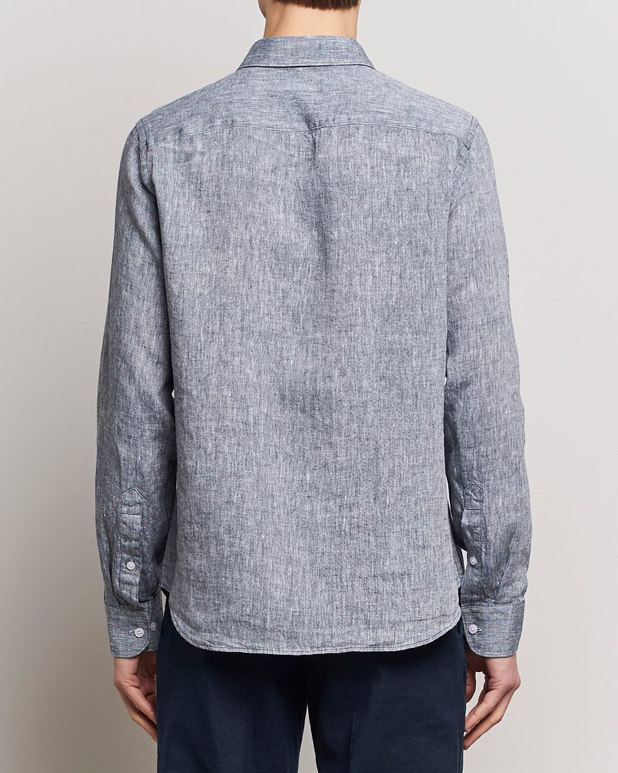 Men | Shirts | J.Lindeberg | Slim Fit Linen Melange Shirt Navy