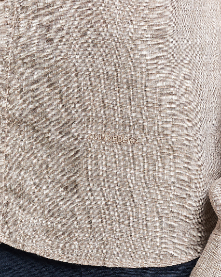 Men | Shirts | J.Lindeberg | Slim Fit Linen Melange Shirt Batique Khaki