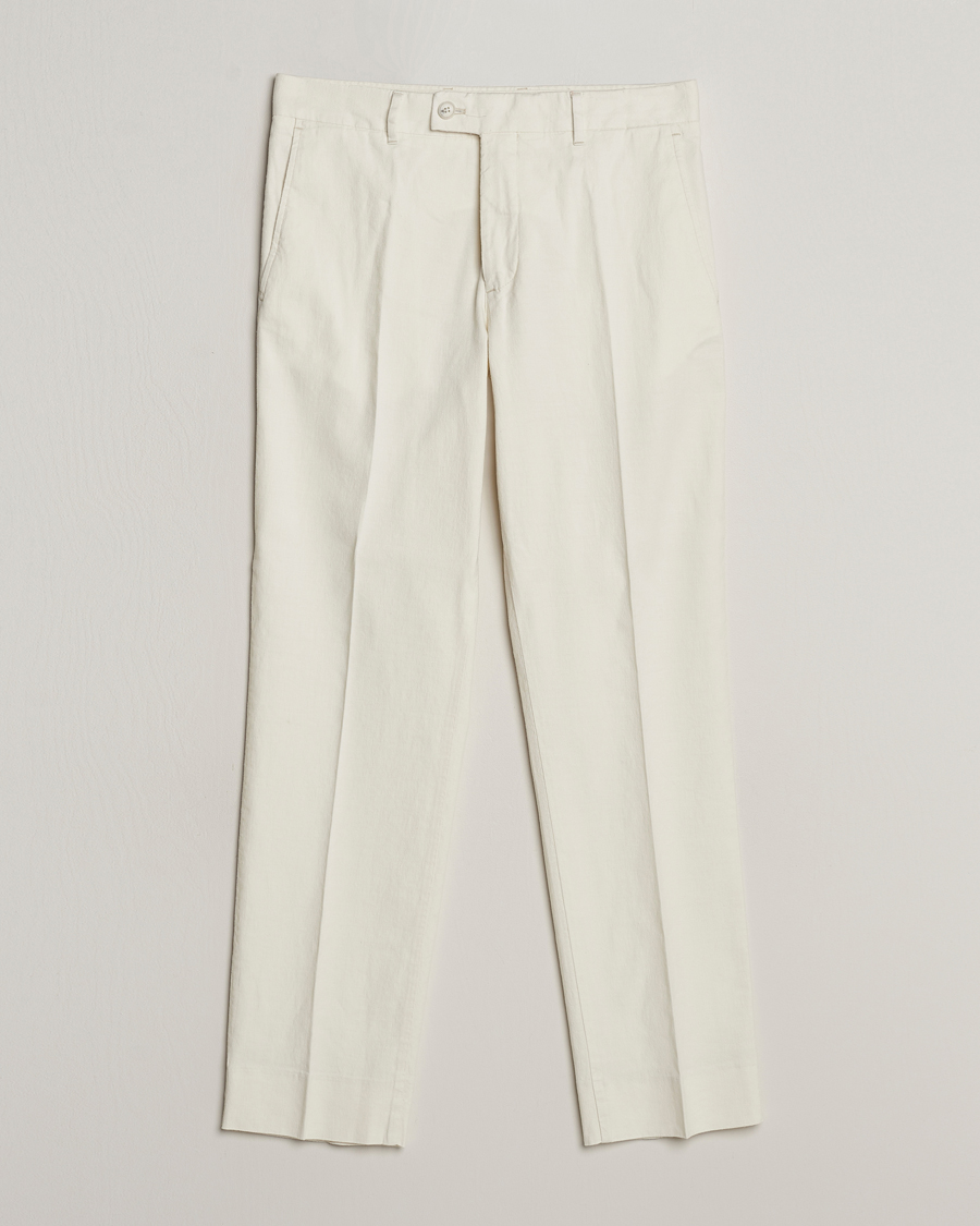 Men | Trousers | J.Lindeberg | Lois Cotton/Linen Stretch Pants Cloud White