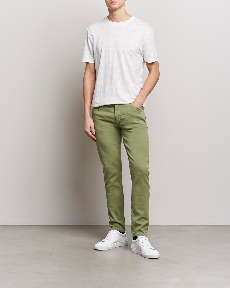Men | Trousers | J.Lindeberg | Jay Twill Slim Stretch 5-Pocket Trousers Oil Green