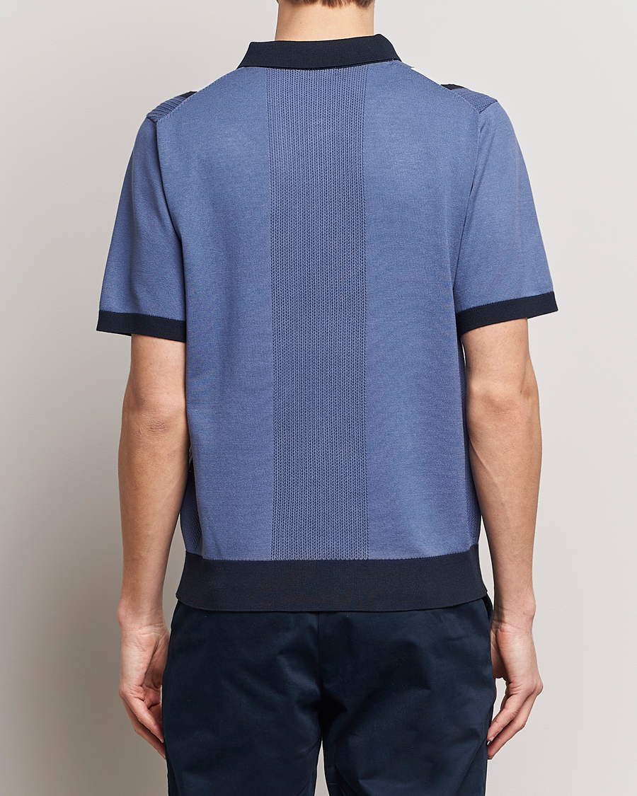 Men | Polo Shirts | J.Lindeberg | Reymond Stripe Knitted Polo Bijou Blue
