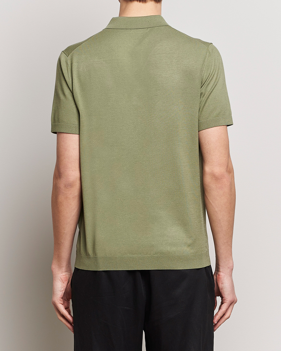 Men | Polo Shirts | J.Lindeberg | Ridge Rayon Silk Polo Oil Green