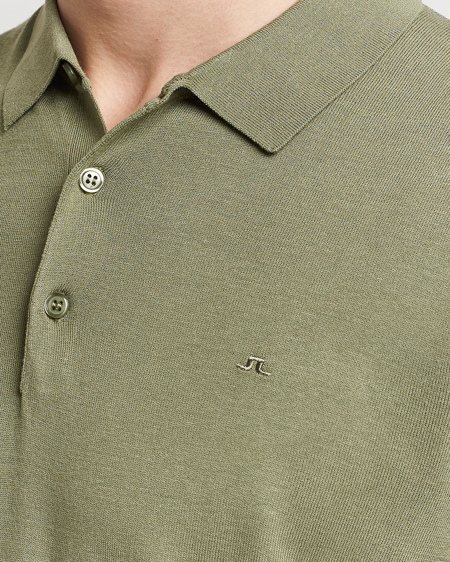 Men | Polo Shirts | J.Lindeberg | Ridge Rayon Silk Polo Oil Green