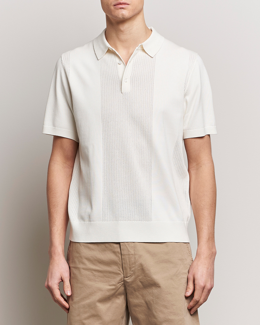Men | Short Sleeve Polo Shirts | J.Lindeberg | Reymond Solid Knitted Polo Cloud White