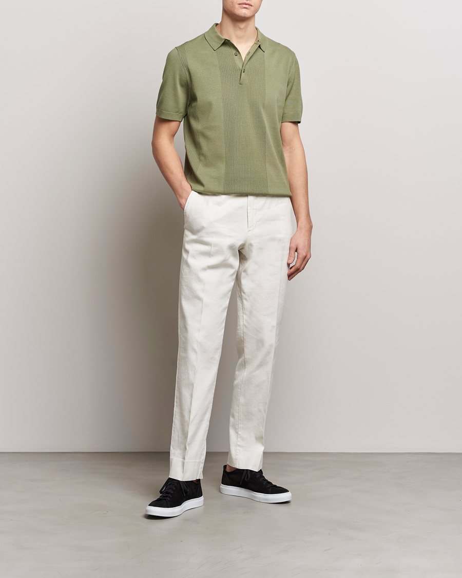 Men | Polo Shirts | J.Lindeberg | Reymond Solid Knitted Polo Oil Green