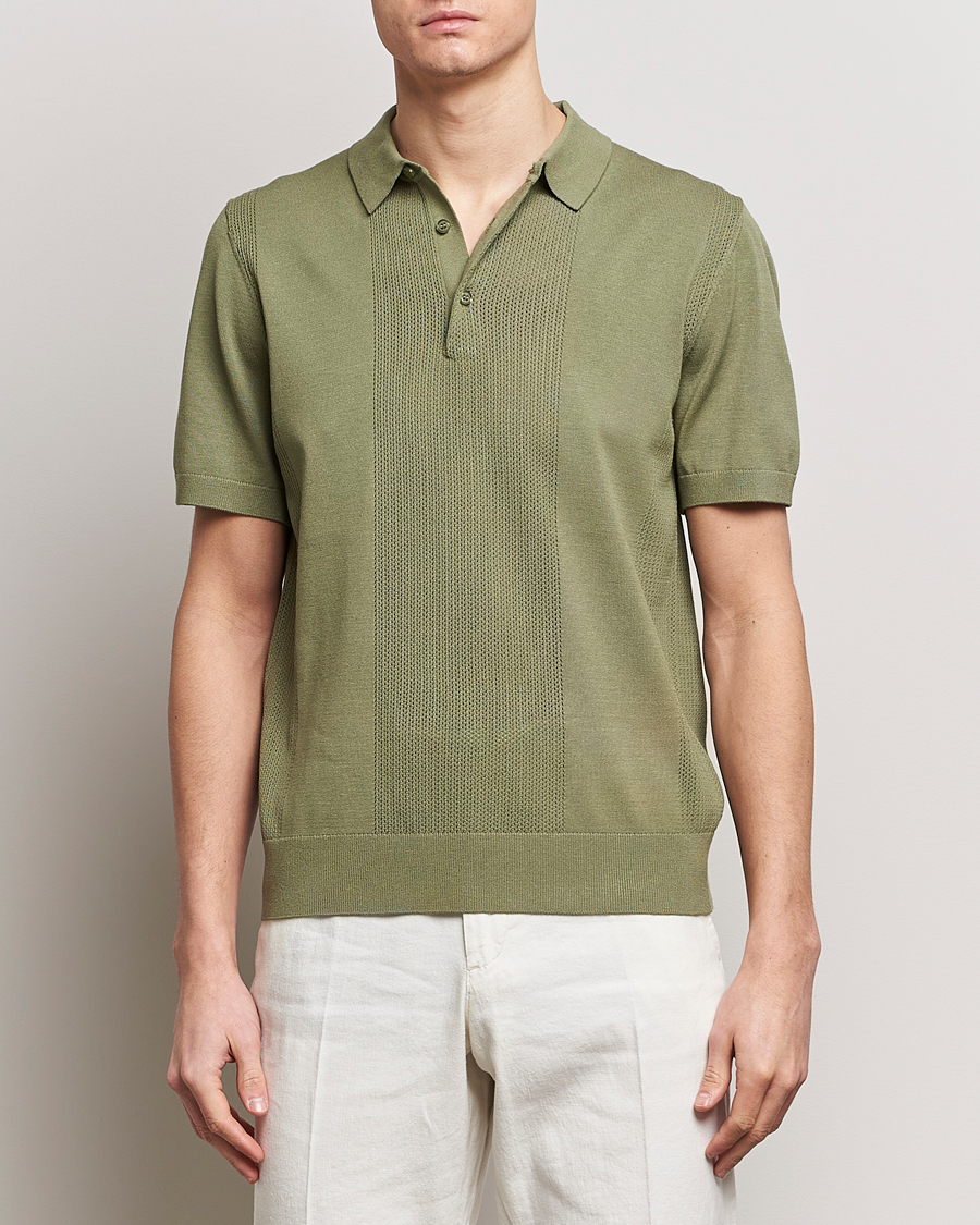 Men | Polo Shirts | J.Lindeberg | Reymond Solid Knitted Polo Oil Green