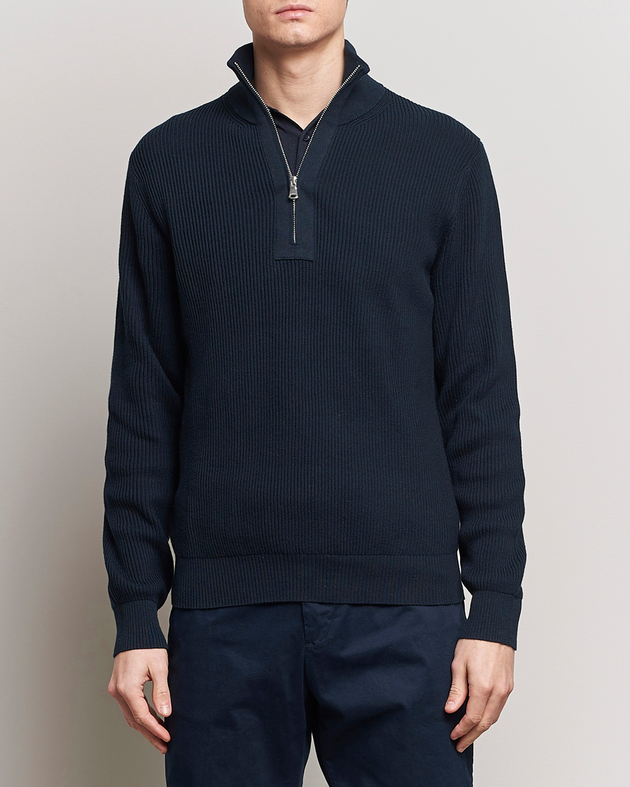 Men |  | J.Lindeberg | Alex Half Zip Organic Cotton Sweater Navy