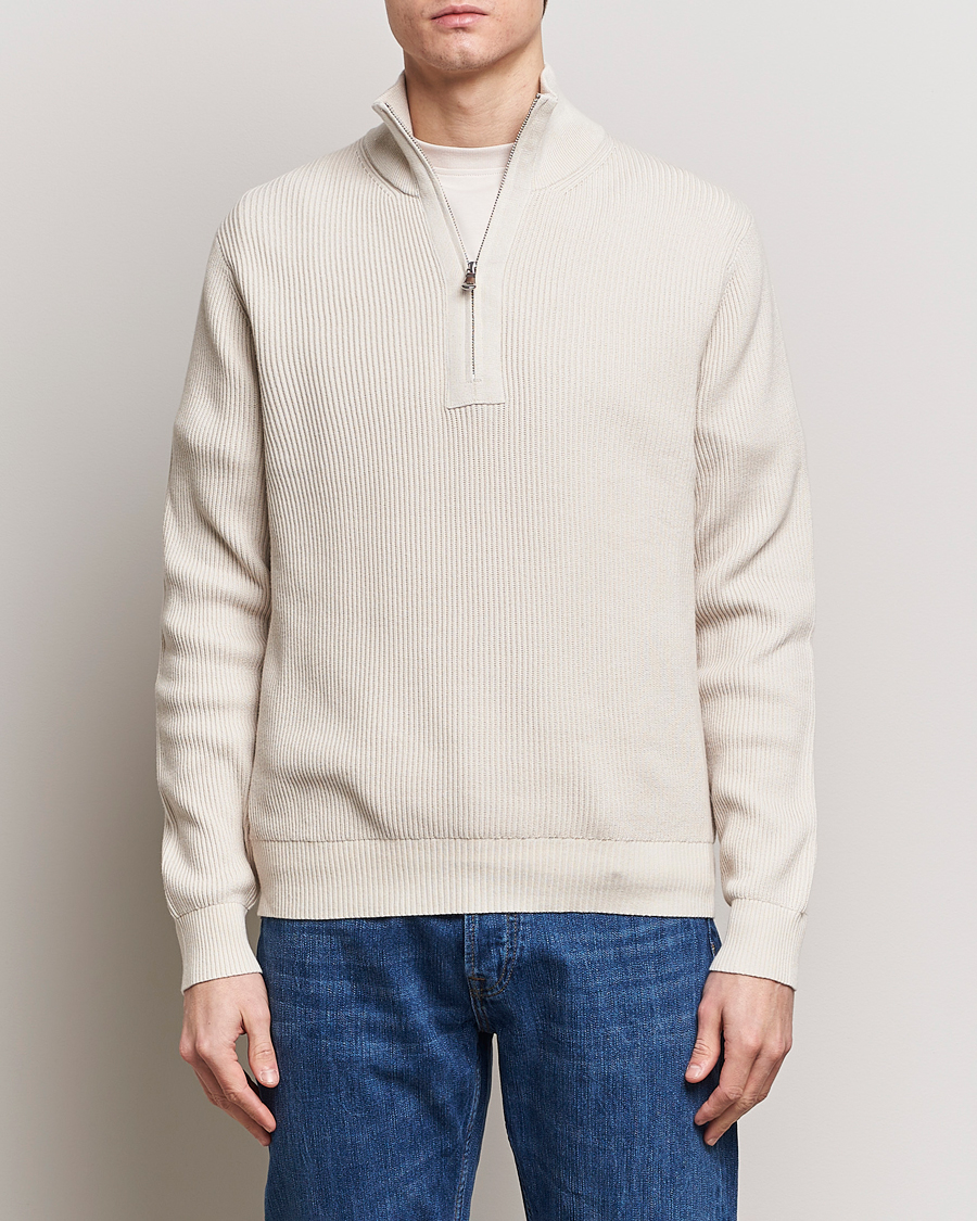 Men |  | J.Lindeberg | Alex Half Zip Organic Cotton Sweater Moonbeam