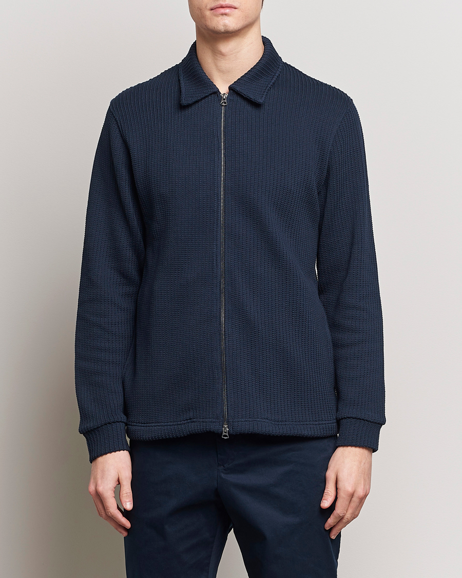Men | Sweaters & Knitwear | J.Lindeberg | Lansa Jersey Zip Jacket Navy